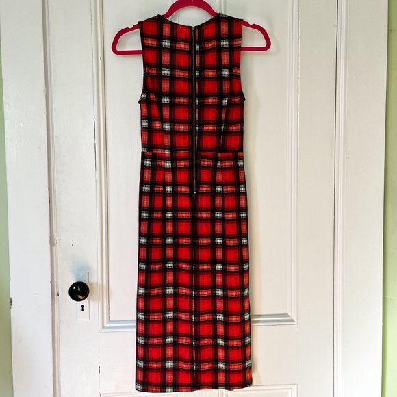 red plaid sleeveless midi dress - Picture 9 of 12